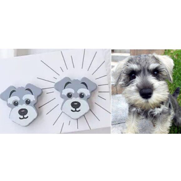 Adorable Schnauzer Dog Stud Earrings Puppy Dogs - Picture 1 of 6